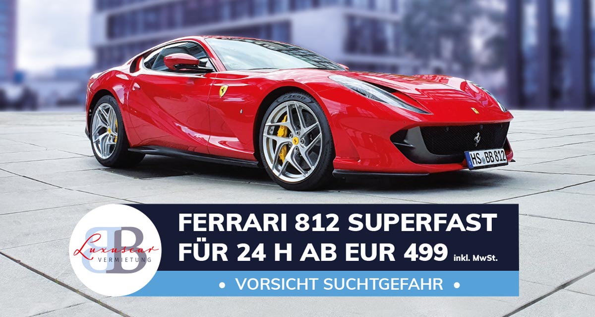 Ferrari 812 Superfast für 24 Stunden ab 499 € inkl. Mehrwertsteuer